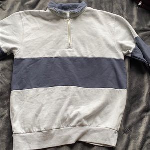zip up collared crew neck